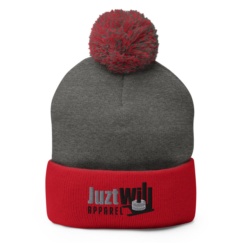 The Red & Grey Pom-Pom Logo Beanie